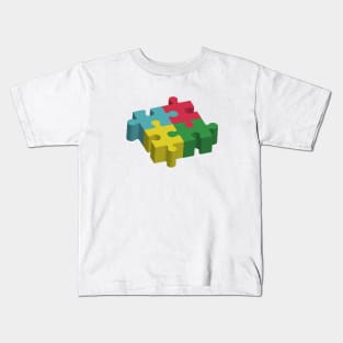 Puzzle Pieces Art - 3d art Kids T-Shirt